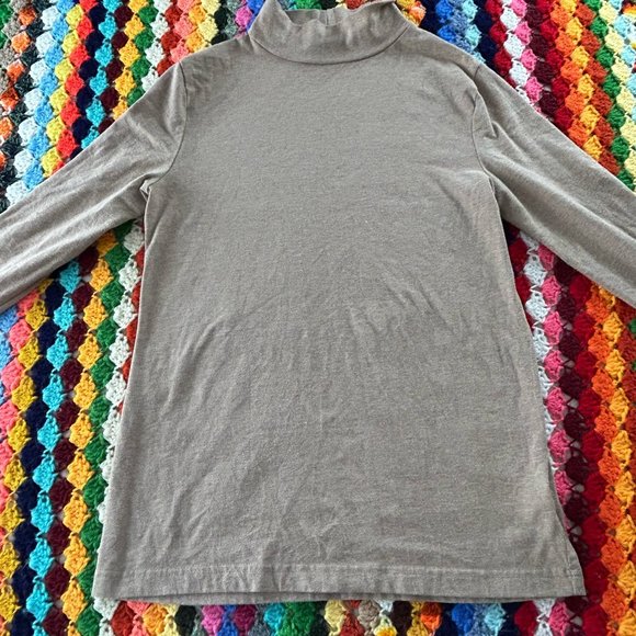 Mock Neck  Stretch Soft Oatmeal Beige Turtle Neck Layering Top Croft & B… - Picture 6 of 10